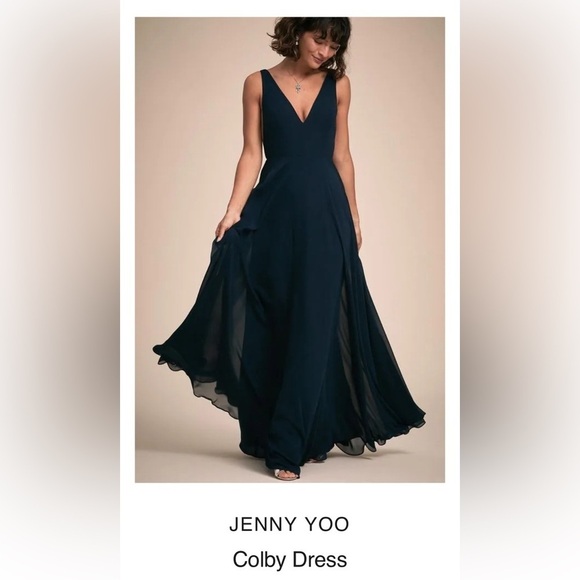 Jenny Yoo Colby Dress Size featured in a deep Navy Blue BHLDN